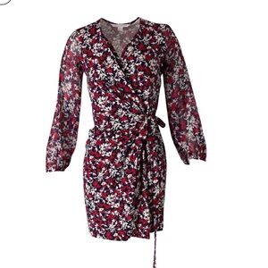 Diane Von Furstenberg Floral Wrap Dress in Blue Cotton